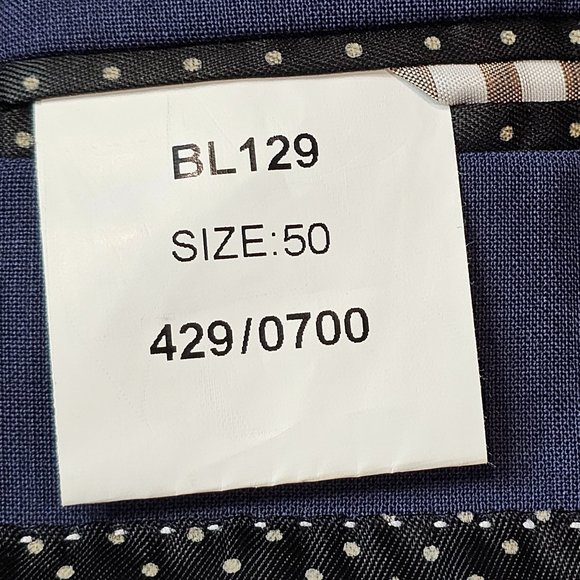 Les Hommes Wool Blend Blue Modern Collar Working Cuffs Blazer Sport Jacket 40R - Picture 11 of 11